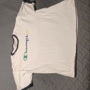 Champion White Tee with Multicolor Logo